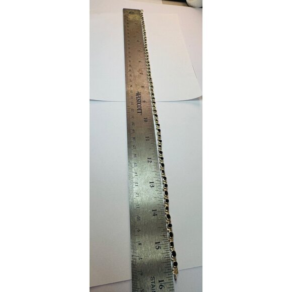 Estate Sterling Silver 925 Black Enamel Fancy Link Choker Necklace 16" 31.2g - Picture 4 of 7